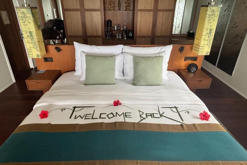 お部屋には「Welcome Back」のデコレーション