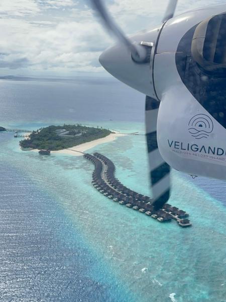 水上飛行機からのリゾートの景色