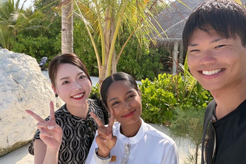 チェックアウト前にアンバサダーの方と3人で撮りました！