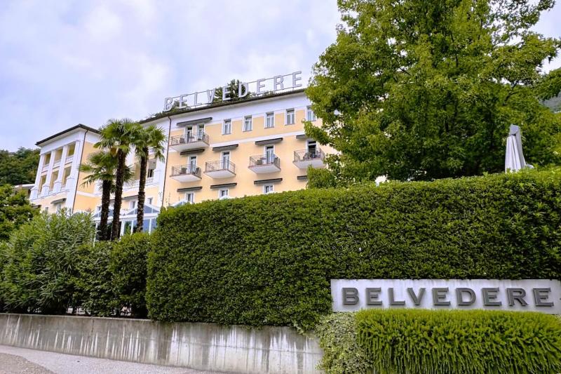 マッジョーレ湖を見下ろす丘の上に位置するホテル ベルヴェデーレ ロカルノの外観