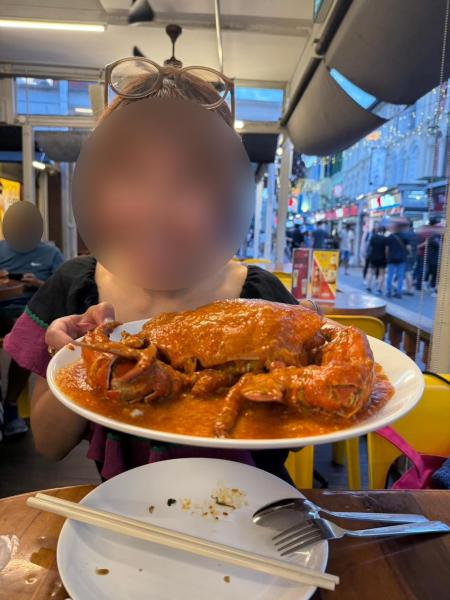 チャイナタウンでの食事。チリクラブ最高！