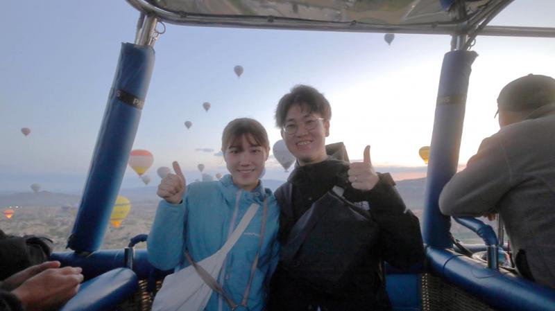 新婚旅行のハイライト、気球！