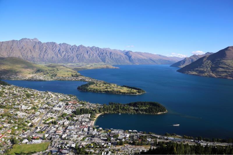 クイーンズタウンのゴンドラからの景色。晴れていてとても綺麗でした